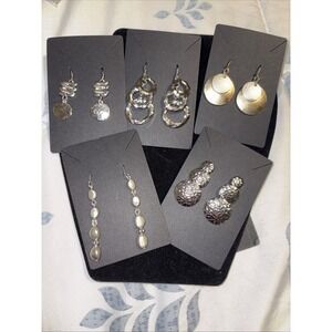 Lot Of 5 Silver Tone Dangle Drop Earrings New 1283